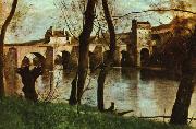 Jean Baptiste Camille  Corot Le Pont de Mantes Sweden oil painting artist